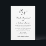 Traditionelle Mongram-feierliche Hochzeit Einladung<br><div class="desc">Traditionelle Hochzeitseinladung in klassisch schwarz-weiß mit einem einfachen Design mit Ihren zwei ersten Monogramm und Ihren Namen in einer eleganten Kalligraphie innerhalb eines dünnen Randes. Die Rückseite ist schwarz. Dieses elegante Design ist perfekt für eine formelle Hochzeit.</div>