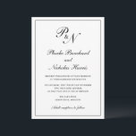 Traditionelle Mongram-feierliche Hochzeit Einladung<br><div class="desc">Traditionelle Hochzeitseinladung in klassisch schwarz-weiß mit einem einfachen Design mit Ihren zwei ersten Monogramm und Ihren Namen in einer eleganten Kalligraphie innerhalb eines dünnen Randes. Die Rückseite ist schwarz. Dieses elegante Design ist perfekt für eine formelle Hochzeit.</div>