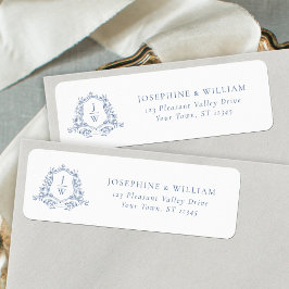 Traditionelle Monogram Wappen Blue Wedding Address
