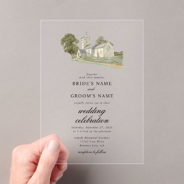 Traditionelle Monogramm-Hochzeit der Wasserfarbenk Acryleinladungen (Insitu (Handheld))