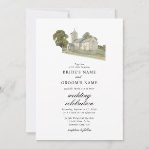Traditionelle Monogramm-Hochzeit der Wasserfarbenk Einladung