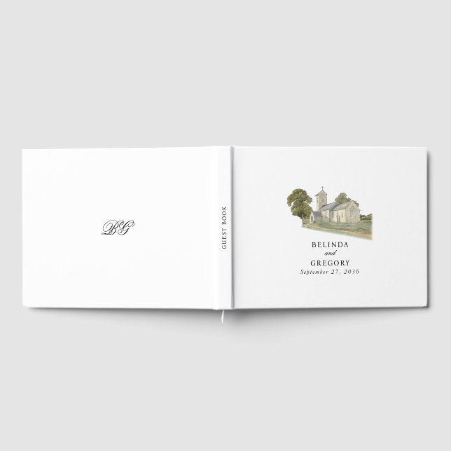 Traditionelle Monogramm-Hochzeit der Wasserfarbenk Gästebuch (Voll)