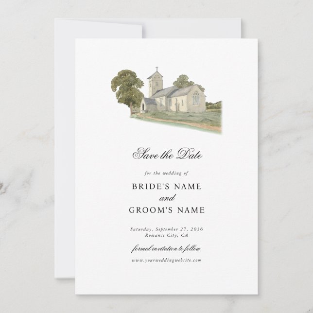 Traditionelle Monogramm-Hochzeit der Wasserfarbenk Save The Date (Vorderseite)