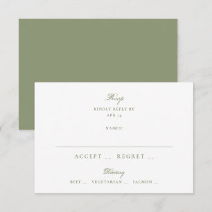 Traditionelle Moosgrüne Hochzeit RSVP Karte