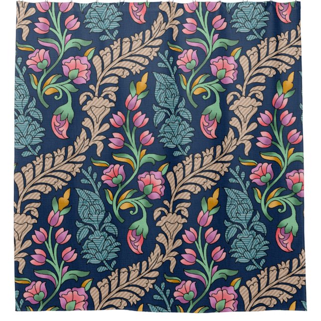 Traditionelle Mughal Allover Designart, Muster, Fl Duschvorhang (Vorderseite)