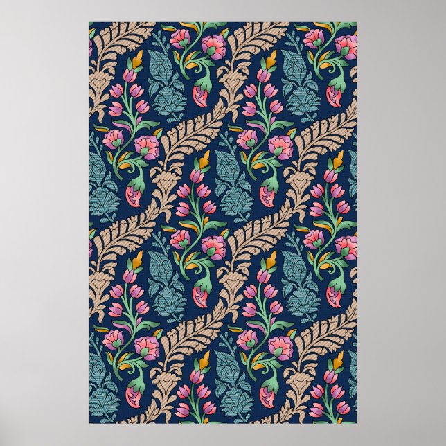 Traditionelle Mughal Allover Designart, Muster, Fl Poster (Vorne)