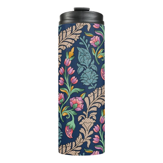 Traditionelle Mughal Allover Designart, Muster, Fl Thermosbecher (Vorderseite)