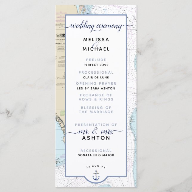 Traditionelle #Nautical South #Florida #Wedding Programm (Vorderseite)