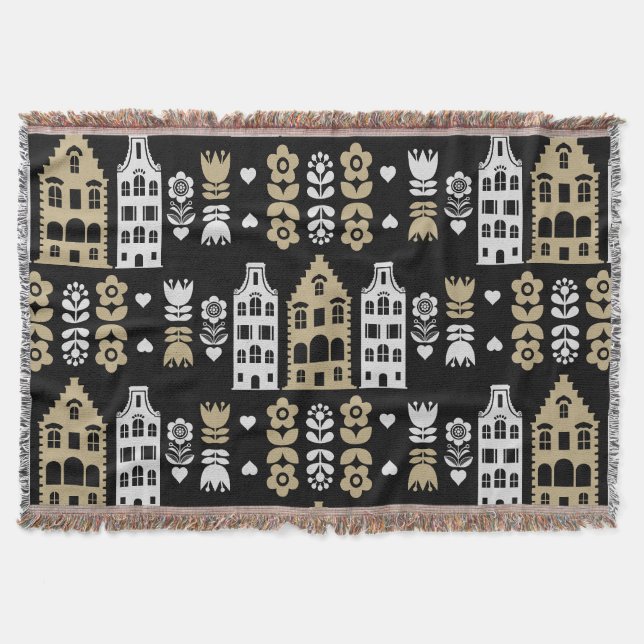 Traditionelle niederländische Folk Art Print Decke (Vorderseite)