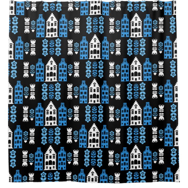 Traditionelle niederländische Folk Art Print Duschvorhang (Vorderseite)