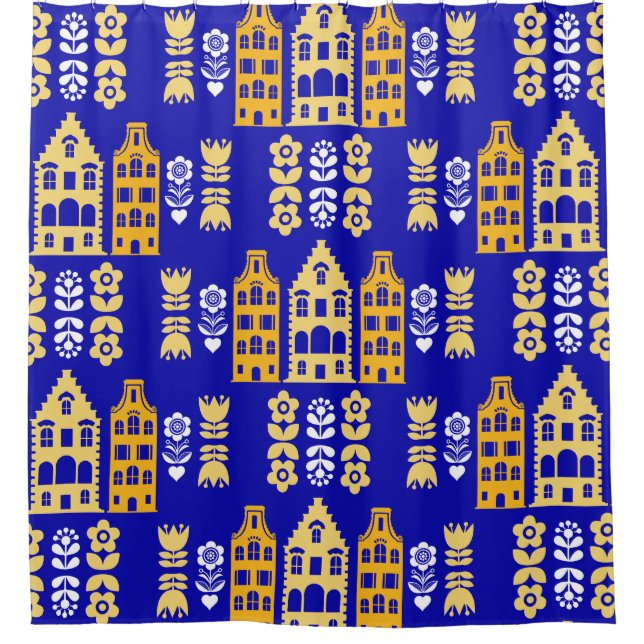 Traditionelle niederländische Folk Art Print Duschvorhang (Vorderseite)