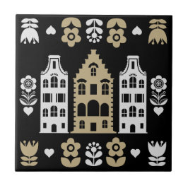 Traditionelle niederländische Folk Art Print Fliese