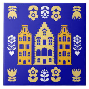 Traditionelle niederländische Folk Art Print Fliese