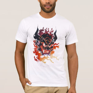 Traditionelle Oni-Maske in Flammen T-Shirt
