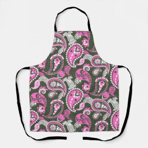 Traditionelle Paisley Linocut Warm Pink Deep Green Schürze