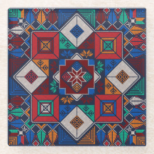 Traditionelle Palästina Stickerei täreez bunt Glasuntersetzer