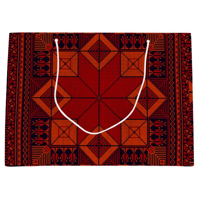 Traditionelle Palästina Stickerei täreez Muster Große Geschenktüte (Vorderseite)