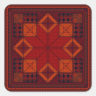 Traditionelle Palästina Stickerei täreez Muster Quadratischer Aufkleber