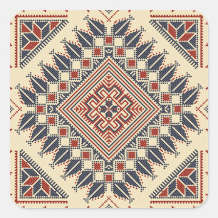 Traditionelle palästinensische Stickerei Quadratischer Aufkleber