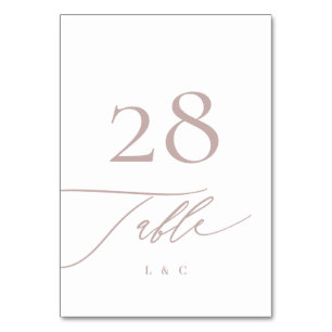 Traditionelle Pink Taupe Kalligrafie Hochzeit Tischnummer