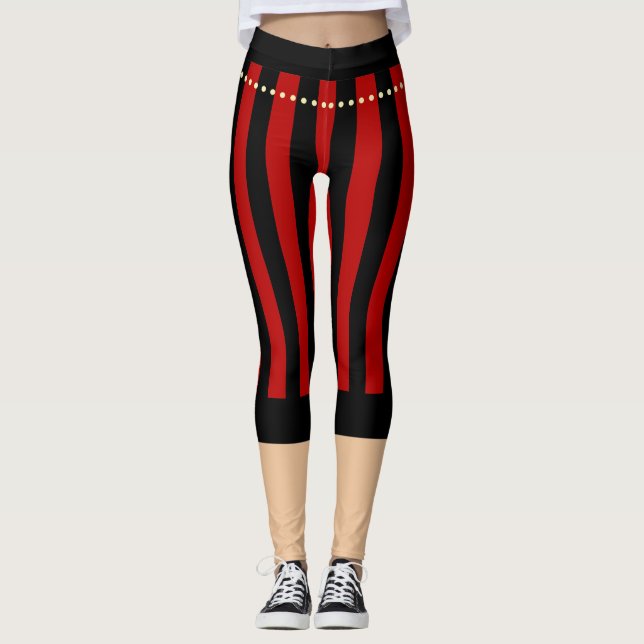 Traditionelle Piratenpants Rot-Schwarze Leggings (Vorderseite)