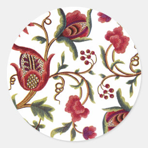 Traditionelle Queen Anne Jacobean Stickerei Runder Aufkleber