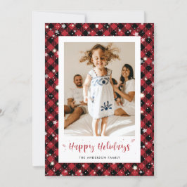 Traditionelle Red Kariert Foto Happy Holidays Card Feiertagskarte