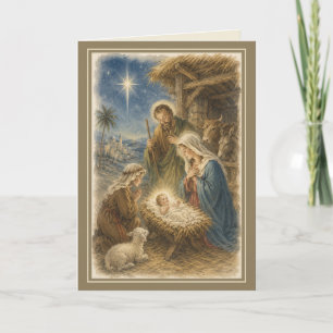 Traditionelle religiöse Heilige Familie Weihnachte Feiertagskarte