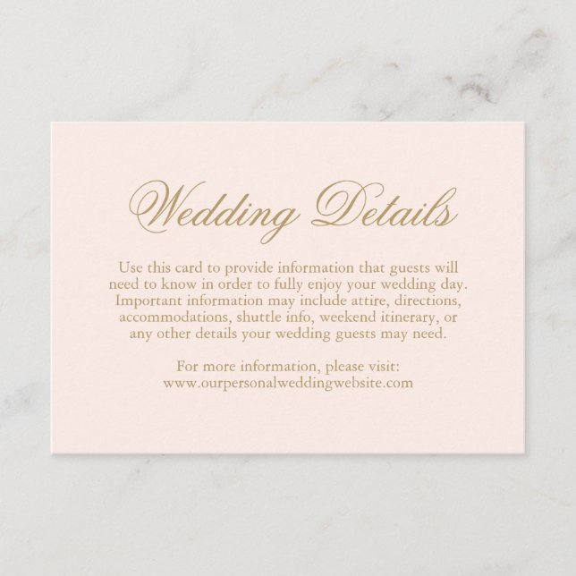 Traditionelle Rosa-Hochzeit Begleitkarte (Vorderseite)