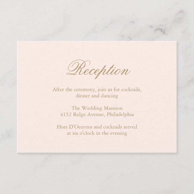 Traditionelle Rosa-Hochzeit Begleitkarte (Vorderseite)