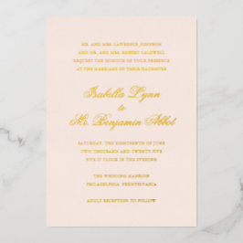 Traditionelle Rosa-Hochzeit Folieneinladung