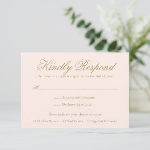 Traditionelle Rosa-Hochzeit RSVP Karte