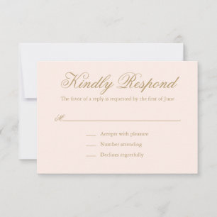 Traditionelle Rosa-Hochzeit RSVP Karte
