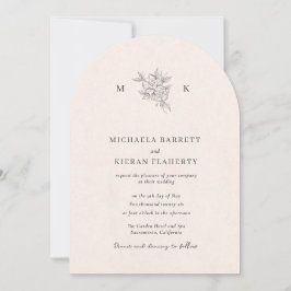 Traditionelle rosafarbene Monogramm-Hochzeitseinla Einladung