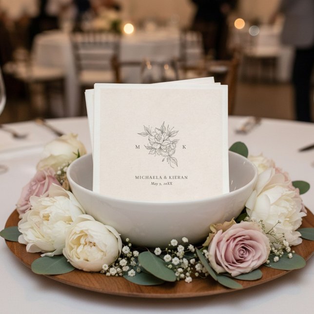 Traditionelle rosafarbene Monogramm-Hochzeitsservi Serviette (Traditional Blush Pink Monogram Wedding Napkin)