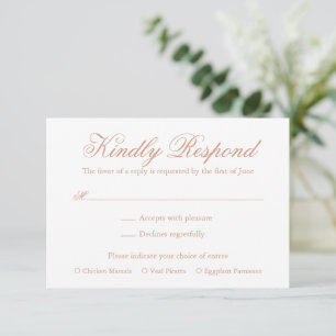 Traditionelle Rose Rosa Feierliche Hochzeit RSVP Karte