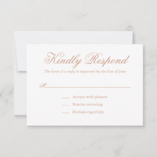 Traditionelle Rose Rosa Feierliche Hochzeit RSVP Karte