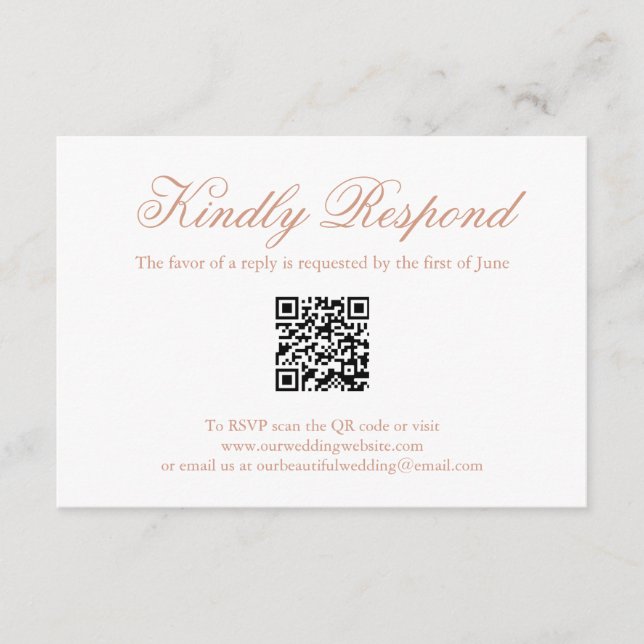 Traditionelle Rose Rosa formaler QR-Code Hochzeit RSVP Karte (Vorderseite)