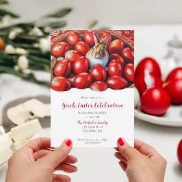 Traditionelle rote Eier mit Kaninchen Einladung