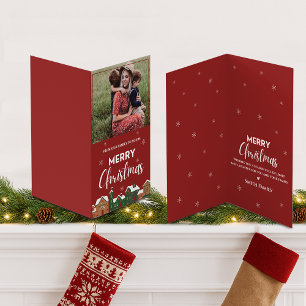 Traditionelle rote Foto-Weihnachtsgrüße 