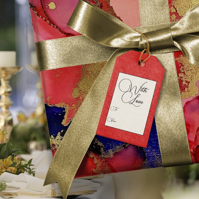 Traditionelle rote Geschenkanhänger mit Liebe (Von Creator hochgeladen)