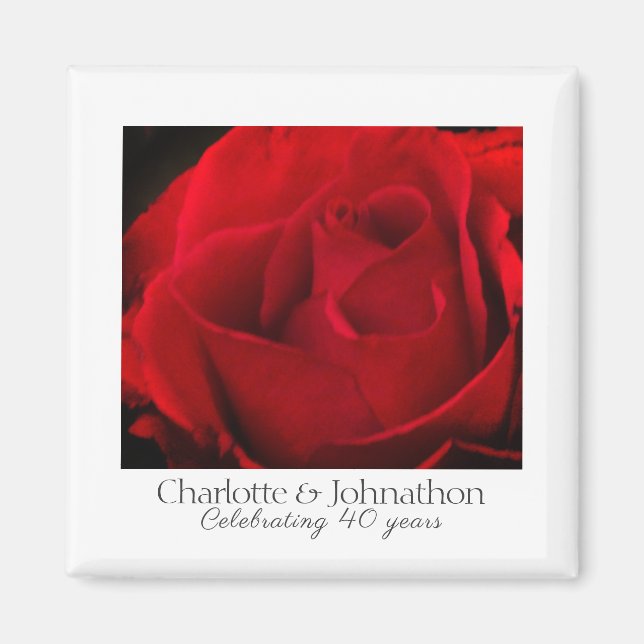 Traditionelle rote Rose 40. Hochzeitstag Magnet (Vorne)