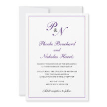 Traditionelle Royal Lila Monogram Elegant Wedding