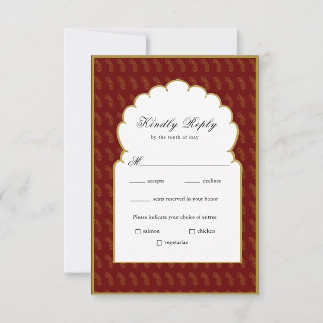 Traditionelle RSVP-Karte für indische Hochzeiten i RSVP Karte (Vorderseite)