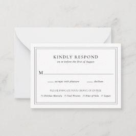 Traditionelle RSVP-Karte für Schwarz-Weiß-Hochzeit Mitteilungskarte