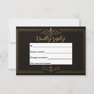 Traditionelle RSVP-Karte für Schwarzes Gold RSVP Karte