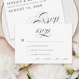 Traditionelle RSVP-Karte für Schwarzweiß-Hochzeite RSVP Karte