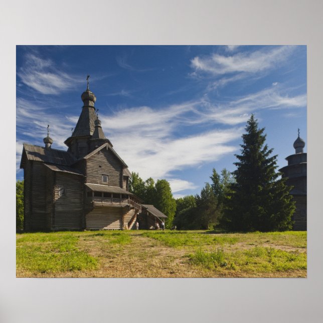 Traditionelle russisch-orthodoxe Kirche aus Holz Poster (Vorne)
