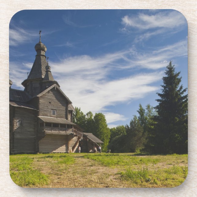 Traditionelle russisch-orthodoxe Kirche aus Holz Untersetzer (Vorderseite)