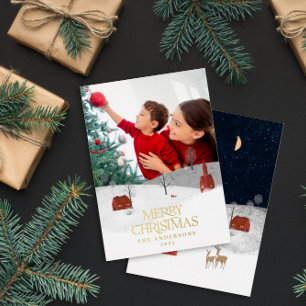 Traditionelle rustikale 1 Foto Winter Frohe Weihna Feiertagskarte